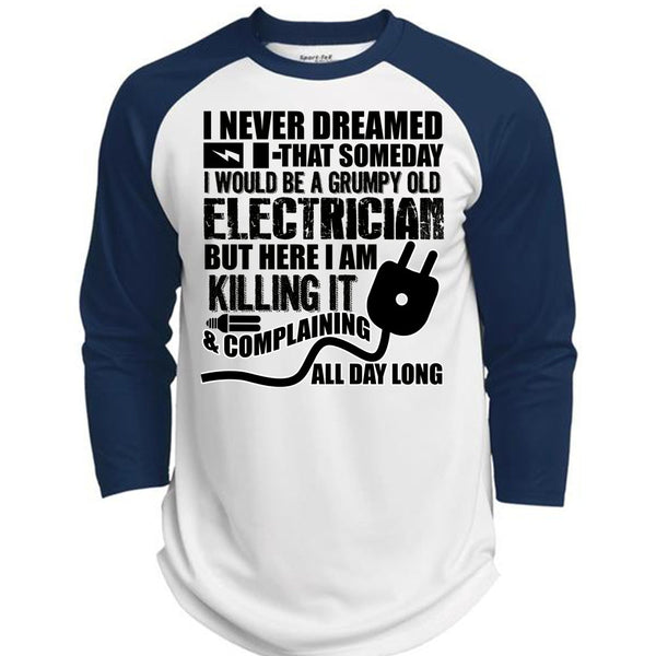 Grumpy Old Electrician T Shirt, I Love Electrician T Shirt, Awesome T-Shirts  (Polyester Game Baseball Jersey)