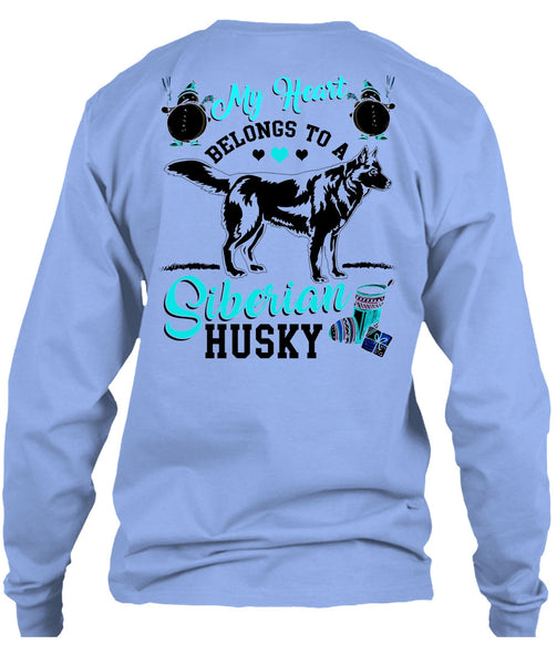 My Heart Belongs To A Siberian Husky T Shirt, I Love My Dog T Shirt
