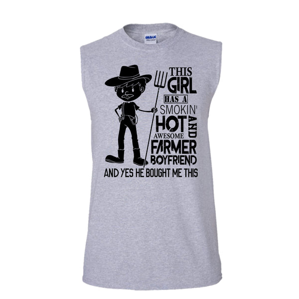 Awesome Farmer Boyfriend T Shirt, Gift Farmer T Shirt, Awesome t-shirts (Men's Cotton Sleeveless)