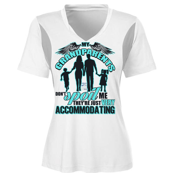 My Grandparents Don't Spoil Me T Shirt, I Love Grandpas T Shirt, Cool Shirt (Ladies LS Heather V-Neck)