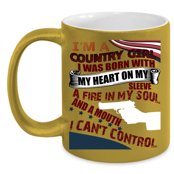 I'm A Country Girl Coffee Mug, I Was Born With My Heart Coffee Cup
