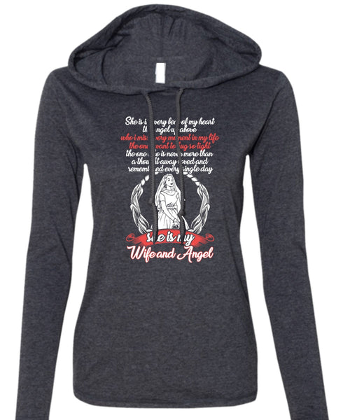 She Is My Wife And Angel T Shirt, Beat Of My Heart T Shirt (Anvil Ladies Ringspun Hooded)
