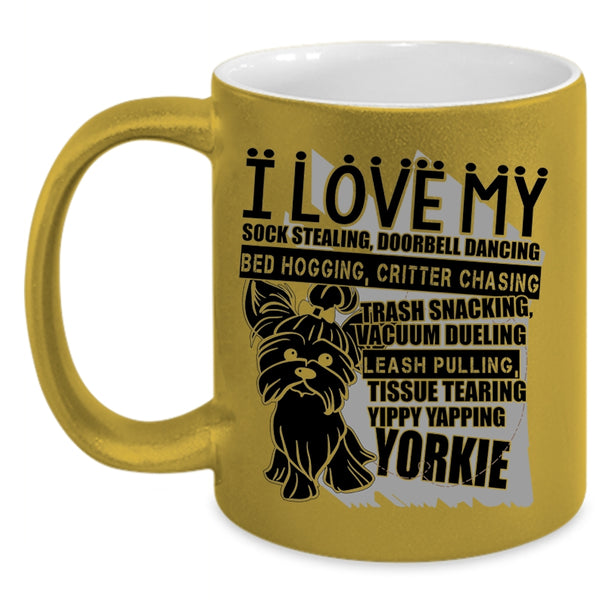 Cute Yorkie Coffee Mug, I Love My Yorkie Accent Mug