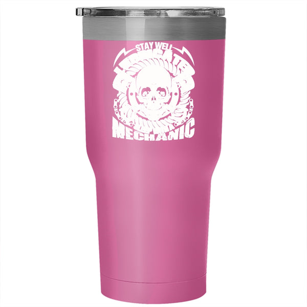 Saty Well Lubricated Sleep With A Mechanic Tumbler 30 oz Stainless Steel, Cool Mechanics Travel Mug