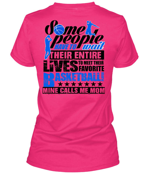 Favorite Basketball T Shirt, Calls Me Mom T Shirt, Cool Shirt (Ladies LS Heather V-Neck)