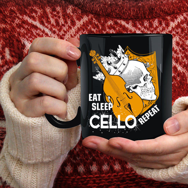 Eat Sleep Cello Repeat Coffee Mug, Cool Cello Player Coffee Cup