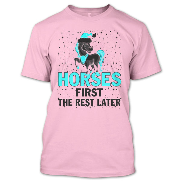 Horses First The Rest Later T Shirt, Equestrian Merry Christmas T Shirt