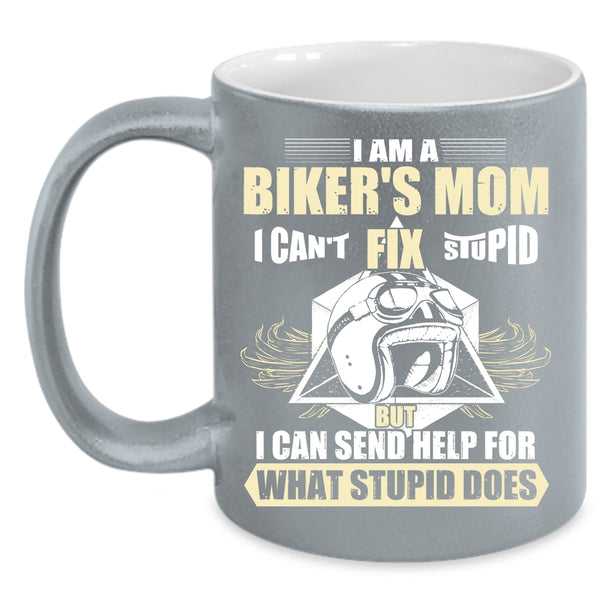 I Am A Biker's Mom Coffee Mug, Cool Gift For Biker's Mom Coffee Cup