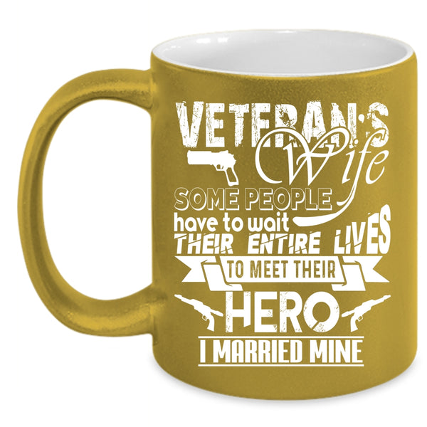 Veteran's Wife Coffee Mug, Cool Just Married Coffee Cup