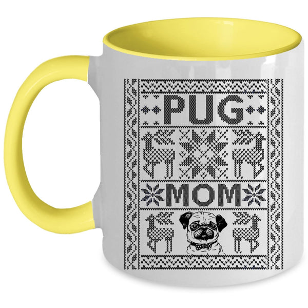 Christmas Gift For Mom Coffee Mug, Pug Mom Accent Mug