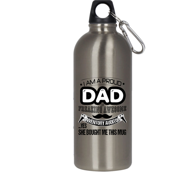 I Am A Proud Dad Of An Inventory Auditor 20 oz Stainless Steel Bottle,Awesome Dad Outdoor Sports Water Bottle