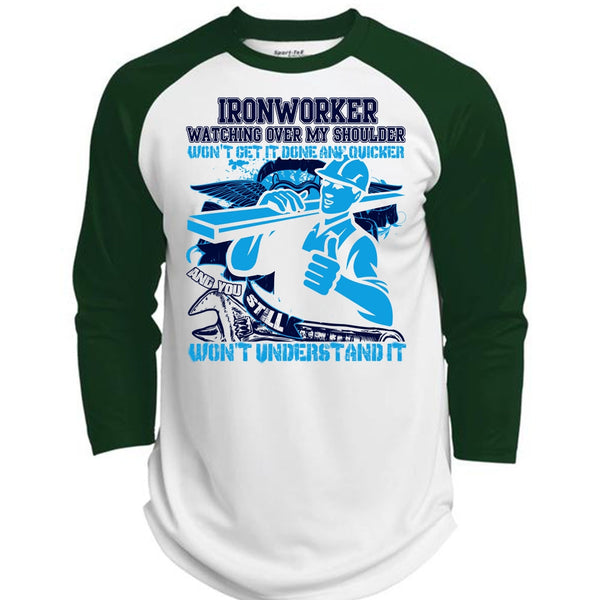 Ironworker Watching Over My Shoulder T Shirt, I Love Ironworker T Shirt, Awesome T-Shirts  (Polyester Game Baseball Jersey)