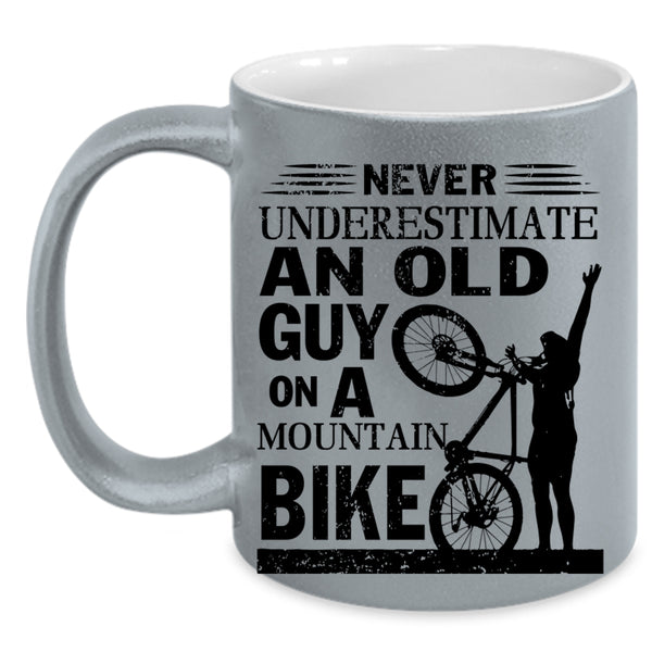 Bike Grandpas Coffee Mug, An Old Guy On A Mountain Bike Accent Mug