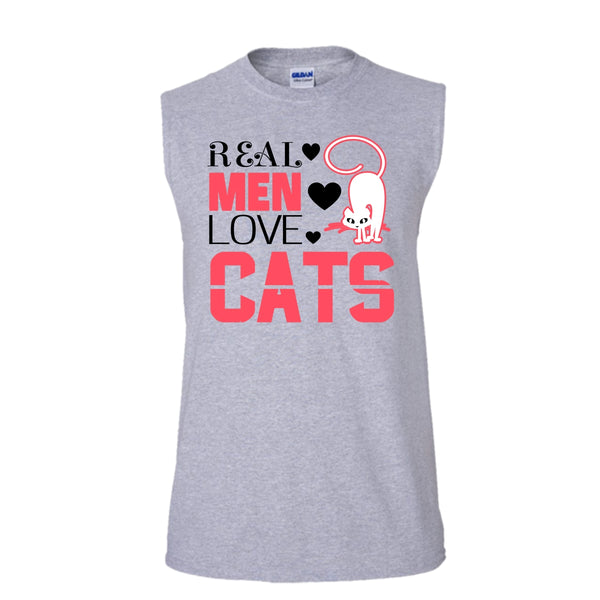 Real Men Love Cat Shirt, Loving My Cat Shirt (Men's Cotton Sleeveless)