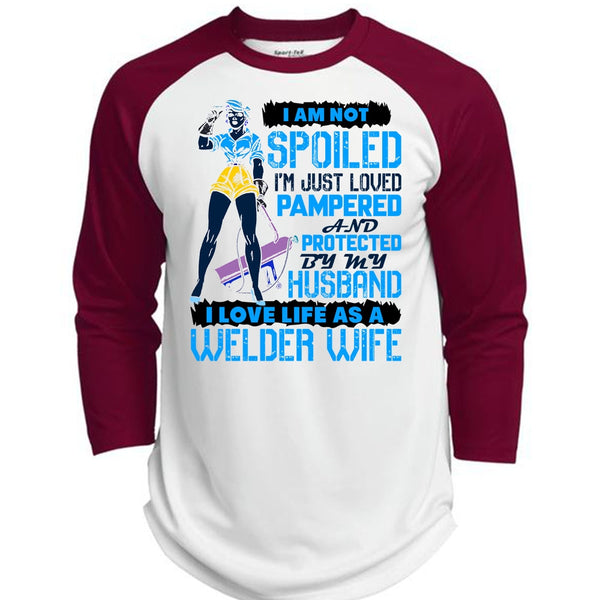 I Love Life As A Welder Wife T Shirt, I Love Welder T Shirt, Awesome T-Shirts  (Polyester Game Baseball Jersey)
