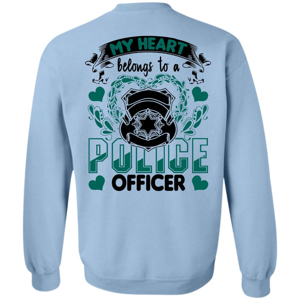 I Love Police T Shirt, My Heart Belongs To A Police Officer Sweatshirt