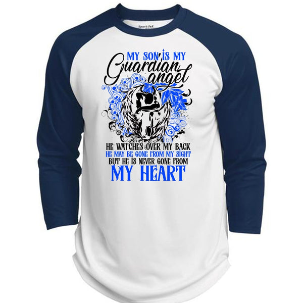My Son Is My Guardian Angel T Shirt, I Love Son T Shirt, Awesome T-Shirts  (Polyester Game Baseball Jersey)