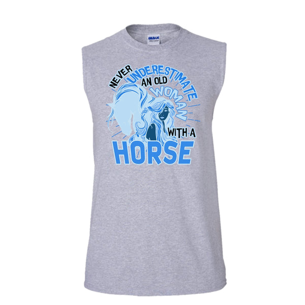 Never Underestimate T Shirt, Coolest Equestrian Tank Top (Men's Cotton Sleeveless)