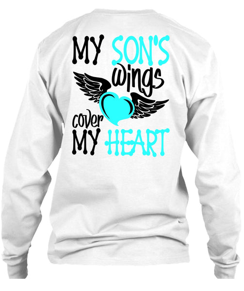 My Son's Wings Cover My Heart T Shirt, I Love Son T Shirt