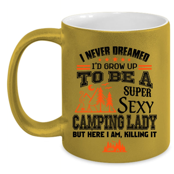 Cute Camping Lady Coffee Mug, I'd Grow Up To Be A Camping Lady Accent Mug