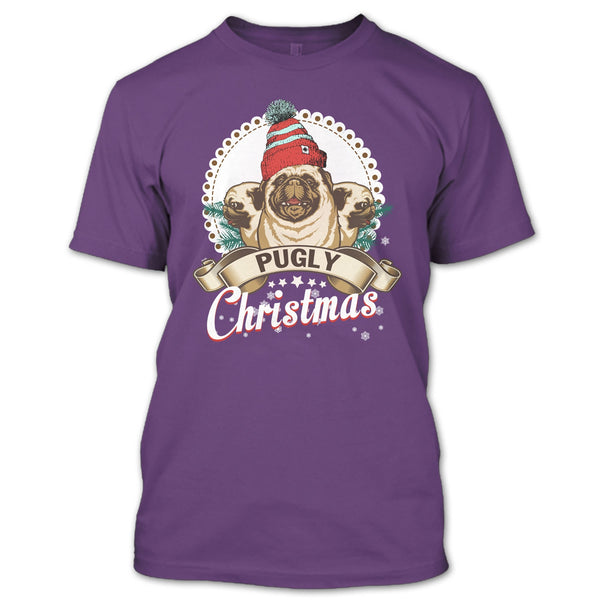 Pugly Christmas T Shirt, Coolest Pug T Shirt