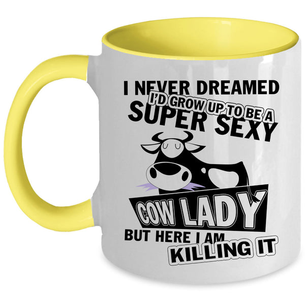 Cool Cow Lady Coffee Mug, I'd Grow Up To Be A Cow Lady Accent Mug