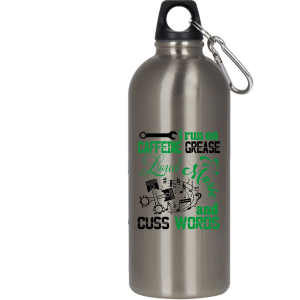 I Run On Caffeine Grease Loud Music 20 oz Stainless Steel Bottle,Cute Musician Outdoor Sports Water Bottle