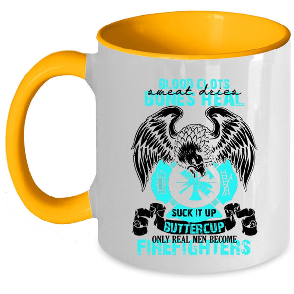 Gift For Dad Coffee Mug, Only Real Men Become Firefighters Accent Mug