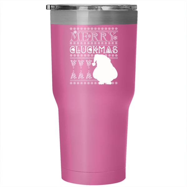 Merry Cluckmas Tumbler 30 oz Stainless Steel, Cute Christmas Gift For Farmer Travel Mug