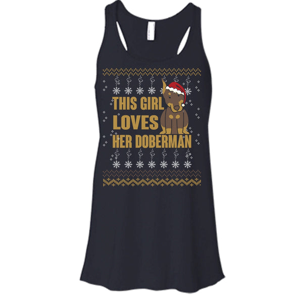 This Girls Loves Her Doberman T Shirt, Merry Christmas Tank Top