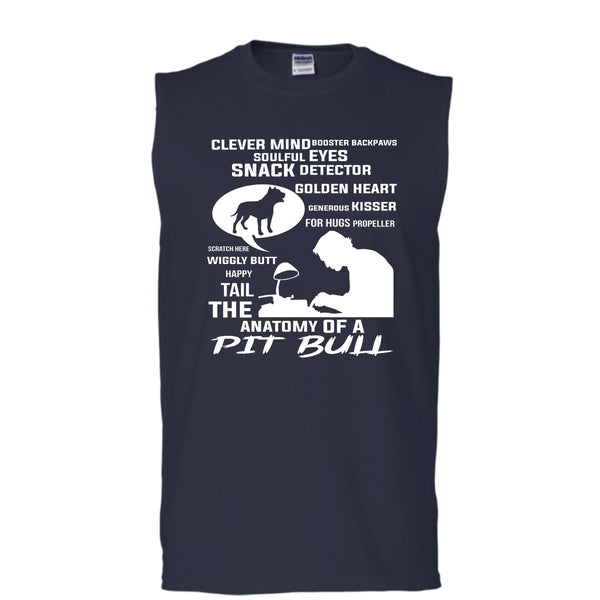 Happy Tail The Anatomy Of A Pit Bull Shirt, Cool Dog Shirt (Men's Cotton Sleeveless)