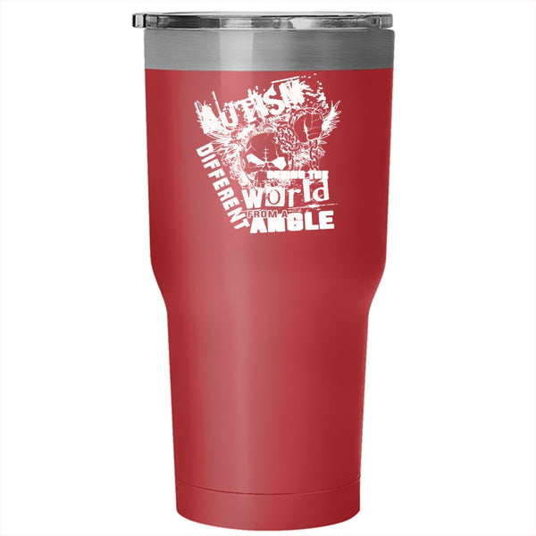 Autism Seeing The World From A Different Angle Tumbler 30 oz Stainless Steel, Funny Travel Mug