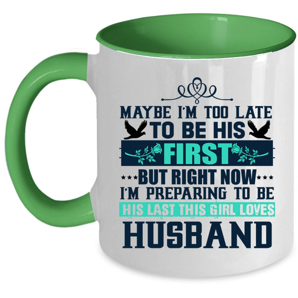 Cute Wedding Coffee Mug, This Girl Loves Husband Accent Mug