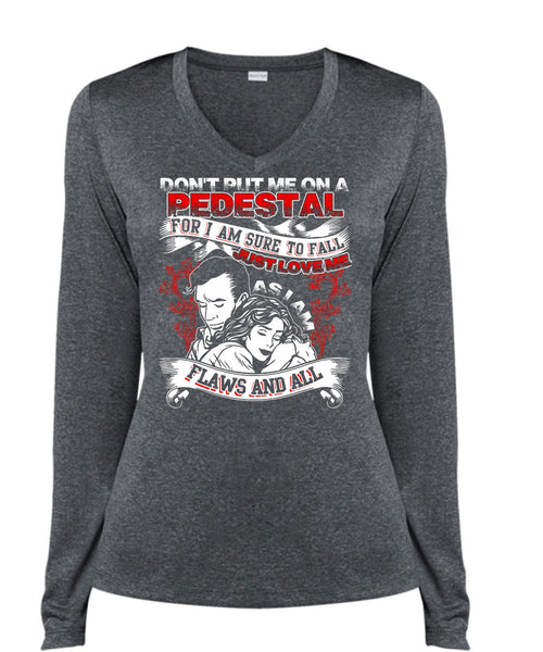 I Am Sure To Fall Just Love Me T Shirt, Being A Husband T Shirt, Cool Shirt (Ladies LS Heather V-Neck)