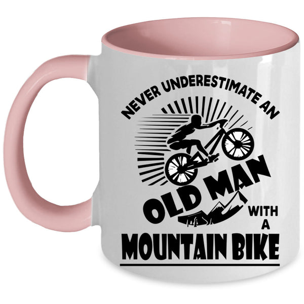 Cool Grandpa Coffee Mug, Old Man With A Mountain Bike Accent Mug