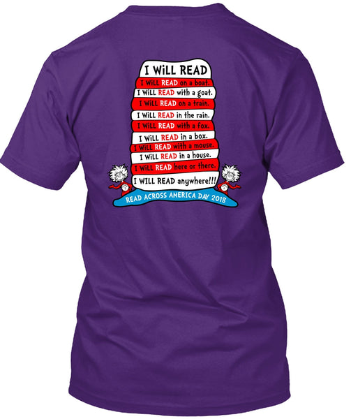 Dr. Seuss T Shirt, I Will Read On Boat T Shirt, The Cat in the Hat T Shirt, I Will Read Anywhere T Shirt
