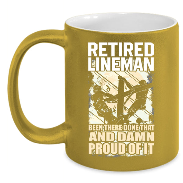 Retired Lineman Coffee Mug, Cool Retirement Coffee Cup