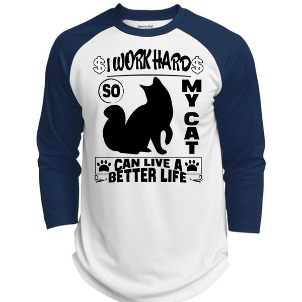 I Work Hard So My Cat Can Live A Better Life T Shirt, I Love My Cat T Shirt, Awesome T-Shirts  (Polyester Game Baseball Jersey)