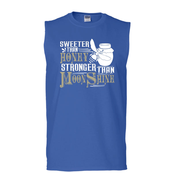 Sweeter Than Honey T Shirt, Stronger Than Moonshine T Shirt, Cool T Shirt (Men's Cotton Sleeveless)
