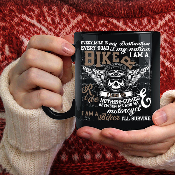I Am A Biker Coffee Mug, I Live To Ride Coffee Cup