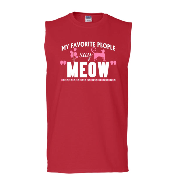 My Favorite Say Meow Shirt, Cool Cat Shirt (Men's Cotton Sleeveless)