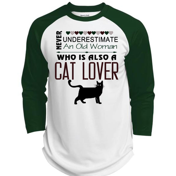Never Underestimate An Old Woman Who Is Also A Cat Lover T Shirt, Favorite T Shirt  (Polyester Game Baseball Jersey)