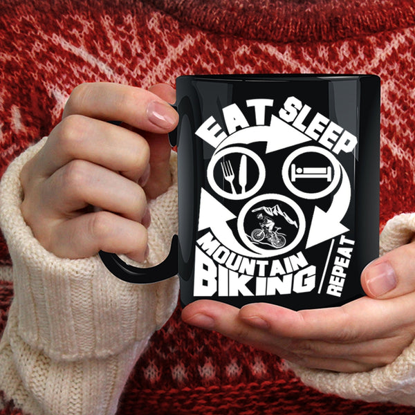 Eat Sleep Mountain Biking Coffee Mug, I Love Mountain Biking Coffee Cup