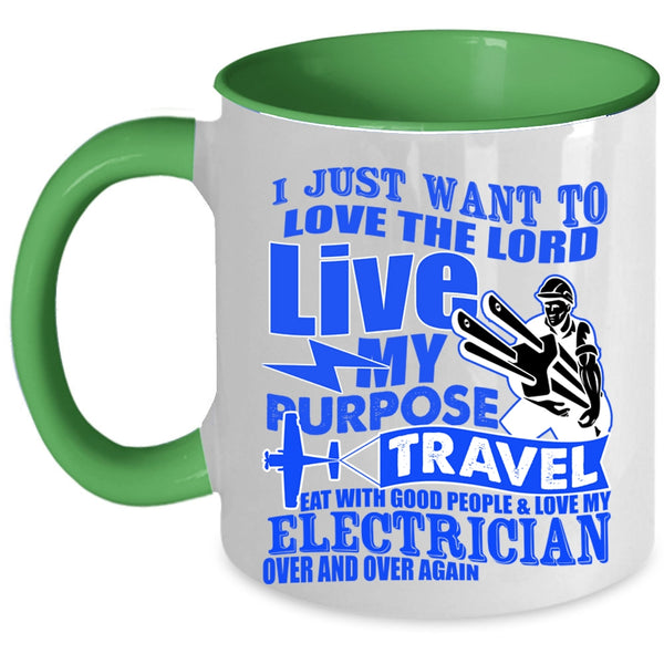 Funny Electricians Coffee Mug, I Love My Electrician Over And Over Again Accent Mug