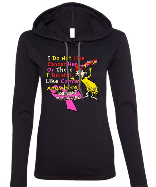 The Cat in the Hat T Shirt, I Do Not Like Cancer Anywhere T Shirt, Dr. Seuss T Shirt, I Love Reading T Shirt (Anvil Ladies Ringspun Hooded)