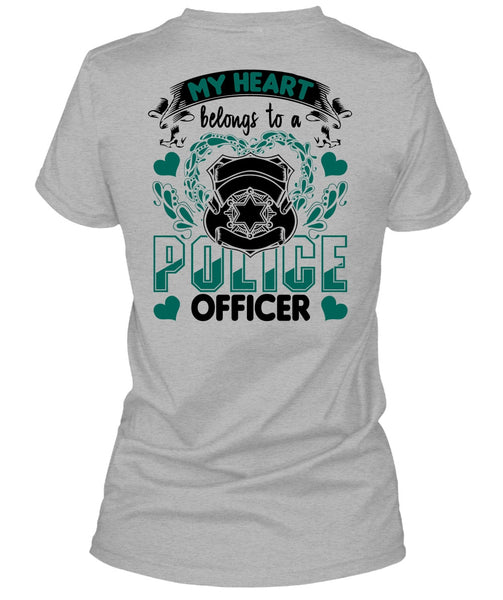 My Heart Belongs To A Police Officer T Shirt, I Love Police T Shirt