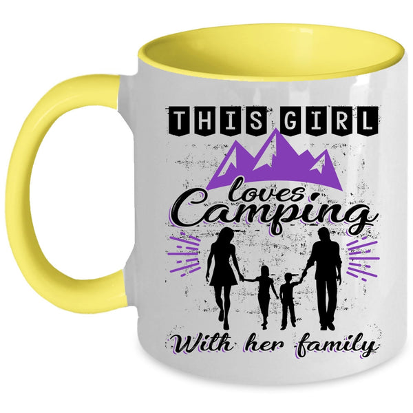 Cute Mom Coffee Mug, This Girl Loves Camping With Her Family Accent Mug