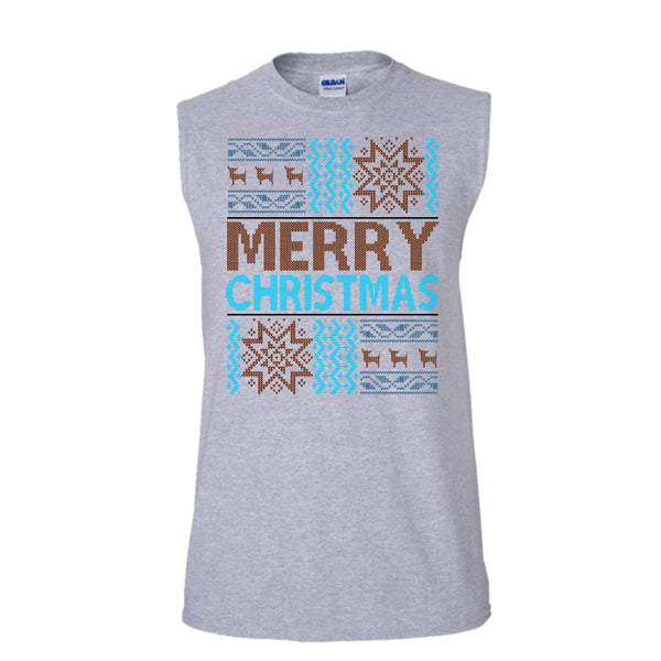 Merry Christmas T Shirt, Merry Christmas Gift Tank Top (Men's Cotton Sleeveless)
