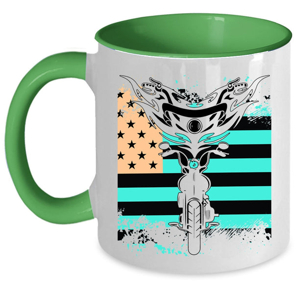American Flag Coffee Mug, Cool Motorcycles Accent Mug