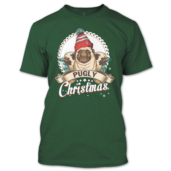 Pugly Christmas T Shirt, Coolest Pug T Shirt